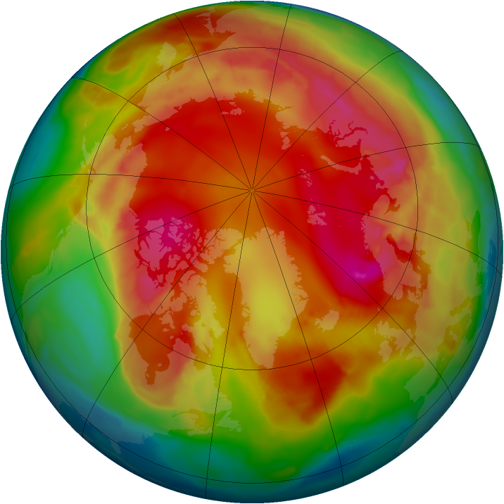 Arctic ozone map for 08 February 2009